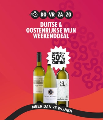 Weekenddeal meer dan 75 duitse en oostenrijkse wijnen 2e fles 50% korting